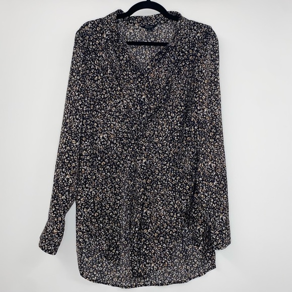 RW&Co Black Floral Front Knot Blouse Size L - Picture 4 of 8